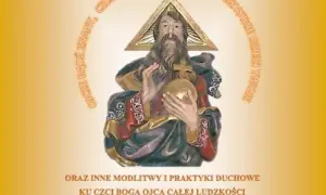 Rzeźba przedstawia Boga Ojca z kulą ziemską i krzyżem. Napis głosi: "Ojcze bądź znany, czczony przez wszystkie dzieci Twoje".
