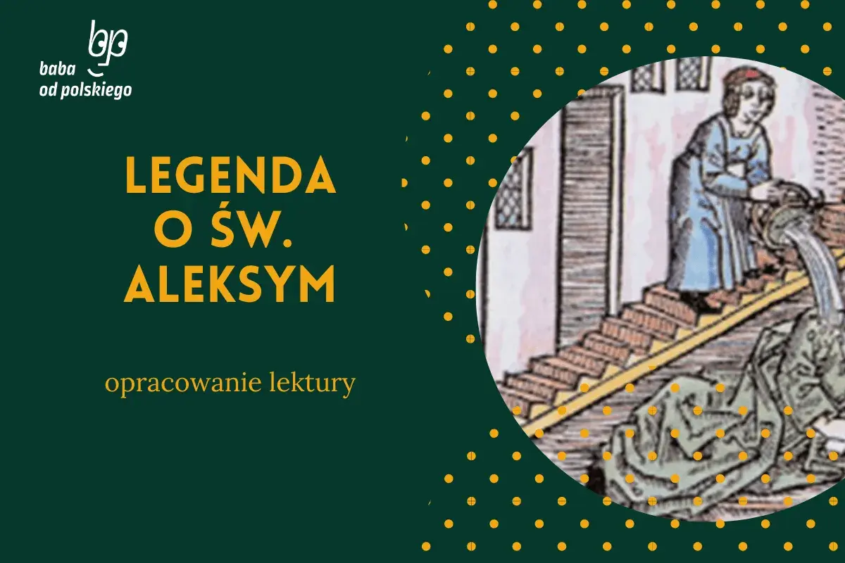 Legenda o świętym Aleksym. Ilustracja przedstawia scenę z życia świętego, gdzie ktoś wylewa wodę na leżącą postać.