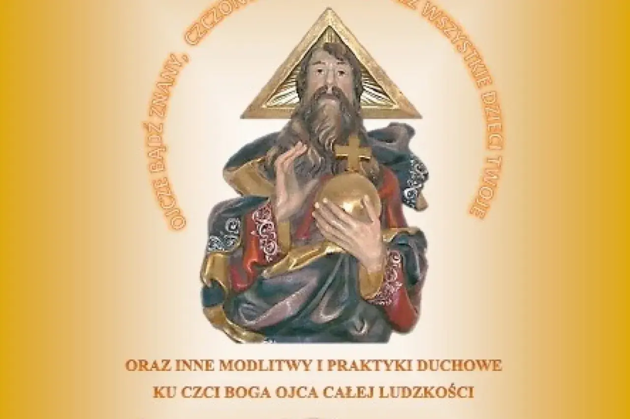 Rzeźba przedstawia Boga Ojca z kulą ziemską i krzyżem. Napis głosi: "Ojcze bądź znany, czczony przez wszystkie dzieci Twoje".
